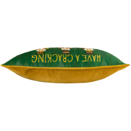 Nutcracker Cracking Christmas Velvet Cushion 30 x 50cm - Green / Feather - thumbnail 3