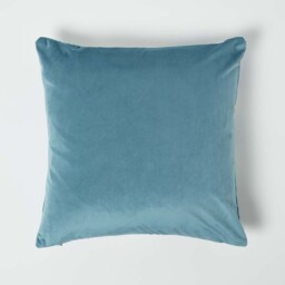 Teal Jungle and Parrot Velvet Cushion 46 x 46 cm - Teal - thumbnail 2