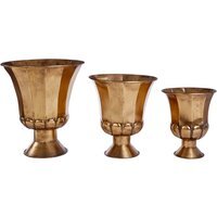 Reza Set of 3 Gold Finish Planters - Gold