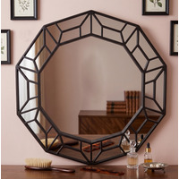 Decagonal Wall Mirror Black Plastic Geometric Frame 61x57x2Cm - Blacky