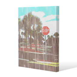 'Gold Stop' Graphic Art Wrapped on Canvas - Red / 152cm - thumbnail 2