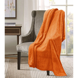 Snug Soft Chevron Patterned Blanket Mink Throw  - Orange / 127x152 - thumbnail 2