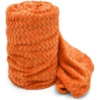 Snug Soft Chevron Patterned Blanket Mink Throw  - Orange / 127x152 - thumbnail 1