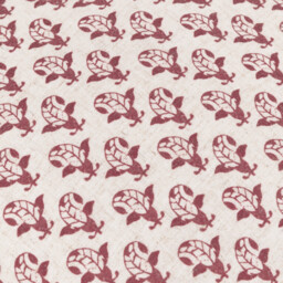 Lulah Block Printed Ruffle Cushion - Linen/Red / Polyester - thumbnail 2