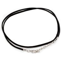 Black Faux Leather Pendant Cord with Metal Clasp - Black
