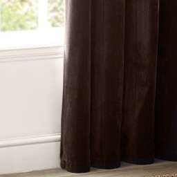 Heavy Chenille Velvet Room Darkening Eyelet Curtains - Brown / 229cm / 183cm - thumbnail 4