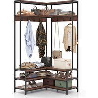Garment Rack Clothes Rack - Walnut & Black