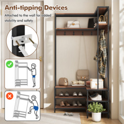 Garment Rack Clothes Rack - Walnut & Black - thumbnail 4