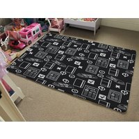 Press And Media Symbols Designer Rug - Black / 110cm - image 1