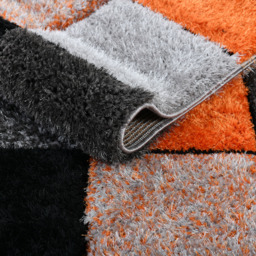 Shaggy Blocks High Pile Rug - Orange / 60x110 - thumbnail 3