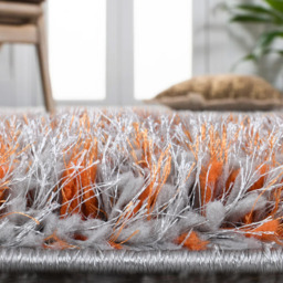 Shaggy Blocks High Pile Rug - Orange / 60x110 - thumbnail 2