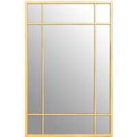 Hawthorne Antique Grey Finish Wooden Grid Wall Mirror - Gold