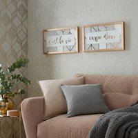 Art for the Home C'est La Vie and Carpe Diem Set of 2 Framed Prints - Rose Gold