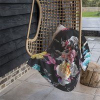 Humming Bird Roses Peony With Leaves Blanket - Black - image 1