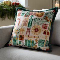 All Wrapped Up Faux Fur Cushion - Emerald/Red / Feather - image 1