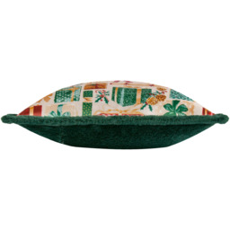 All Wrapped Up Faux Fur Cushion - Emerald/Red / Feather - thumbnail 4