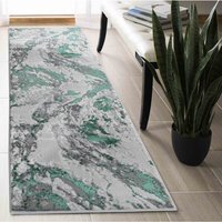 Emperor Picasso Modern Waterflow Abstract Area Rugs - Aqua / 60x220 cm Runner - thumbnail 1