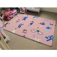 Different People With Mobile Phones And Gadgets Designer Rug - Pink / 200cm - image 1