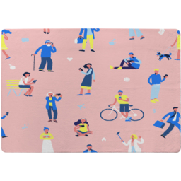 Different People With Mobile Phones And Gadgets Designer Rug - Pink / 200cm - thumbnail 2