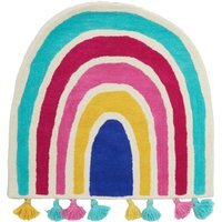 Kids Rainbow Rug With Tassels - Multicolour