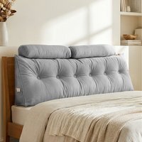 180cm Wedge Headboard Pillow with Removable Cover and 2 Bolster Pillows - Grey - image 1