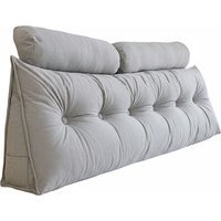 180cm Wedge Headboard Pillow with Removable Cover and 2 Bolster Pillows - Grey - thumbnail 1