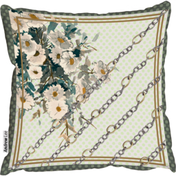 Scarf and chain Flowers pattern Outdoor Cushion - Green / 60cm - thumbnail 2