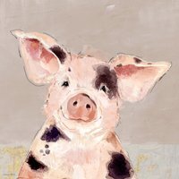 Kathryn White Inquistive Piglet Canvas - Pink