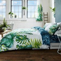 Printed Polycotton Leaf Duvet Cover With Pillowcases - Multicolour / Single - thumbnail 1
