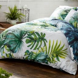 Printed Polycotton Leaf Duvet Cover With Pillowcases - Multicolour / Single - thumbnail 3