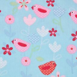 Birds And Flowers Ready Made Eyelet Curtain Pair - Blue / 228cm / 137cm - thumbnail 3