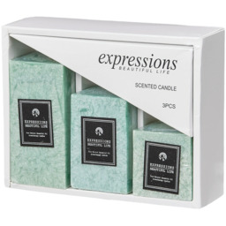3 Pieces Scented Candle Set - Green / Cuboid - thumbnail 2