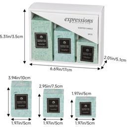 3 Pieces Scented Candle Set - Green / Cuboid - thumbnail 3