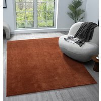 Comfy Washable Low Pile Living Room Plain Area Rug - Terracotta / 60x100 cm - image 1