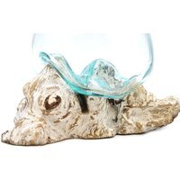 Molten Glass Whitewash Wood Large Decorative Bowl for Nature Inspired Decor - Turquoise