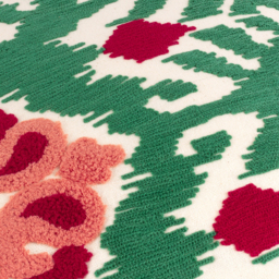 Henderson Embroidered Cotton Cushion - Cerise-Jade / Polyester - thumbnail 5