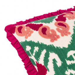 Henderson Embroidered Cotton Cushion - Cerise-Jade / Polyester - thumbnail 4