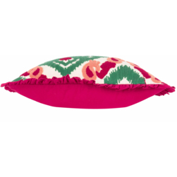 Henderson Embroidered Cotton Cushion - Cerise-Jade / Polyester - thumbnail 3