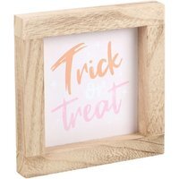 Vibrant Trick Or Treat Wooden Frame Sign - Pink - image 1