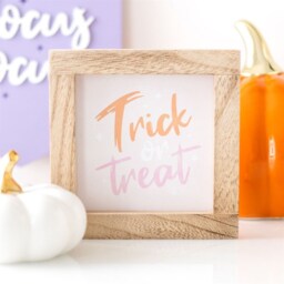 Vibrant Trick Or Treat Wooden Frame Sign - Pink - thumbnail 4