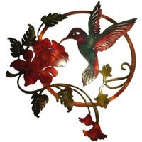 Metal Hummingbird Indoor or Outdoor Wall Decoration - Red - thumbnail 1