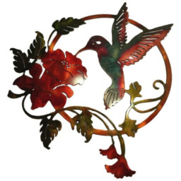 Metal Hummingbird Indoor or Outdoor Wall Decoration - Red - thumbnail 2