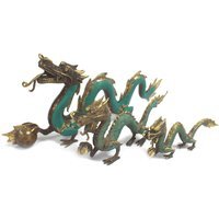 Fengshui Brass Dragon with Ball Ornament - Turquoise