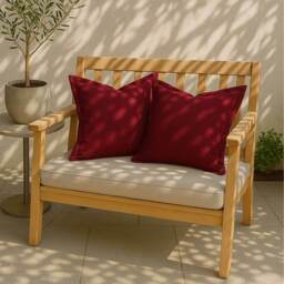Plain Outdoor Cushion 45 x 45 cm, Set of 2 - Burgundy - thumbnail 5