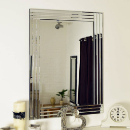 MirrorOutlet Oakley All Glass Triple Edge Bevelled Wall Mirror - Silver - thumbnail 2