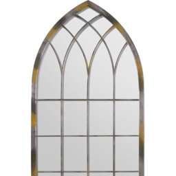 MirrorOutlet The Somerley Extra Large Rustic Metal Arched Decorative Mirror - Silver - thumbnail 3