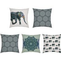 Indian Elephant Print Garden Scatter Cushion Cover  - Elephant / 5 / All designs included - thumbnail 1