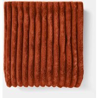 OHS Faux Fur Thick Ribbed Throw - Rust / 0.95kg / 125cm