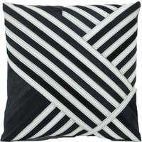 Bosie Safira Black and White Hair on Leather Cushion - Black & White