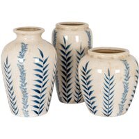 Large Blue Flora Tall Olpe Vase Elegant Floral Decor Statement Piece - Blue